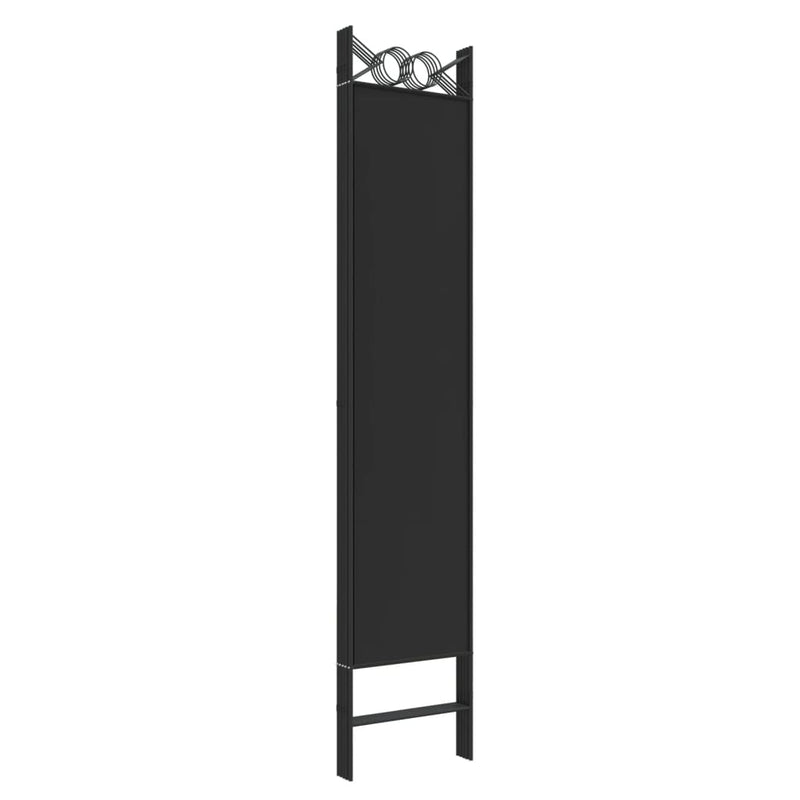 5-Panel Room Divider Black 200x200 cm Fabric