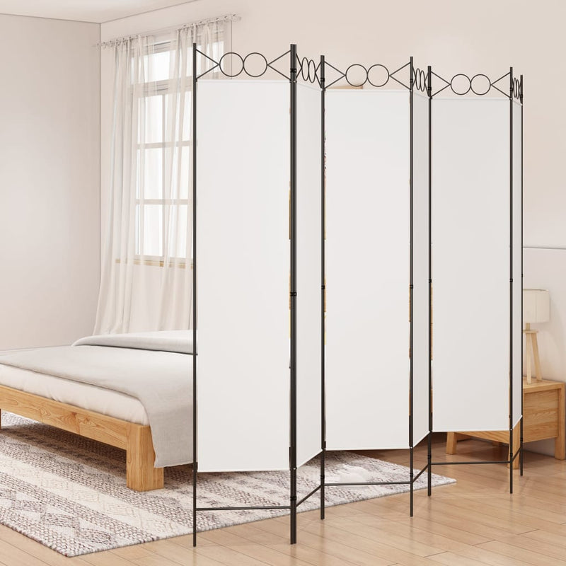 6-Panel Room Divider White 240x200 cm Fabric