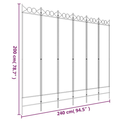 6-Panel Room Divider Anthracite 240x200 cm Fabric