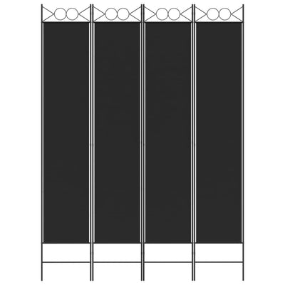 4-Panel Room Divider Black 160x220 cm Fabric