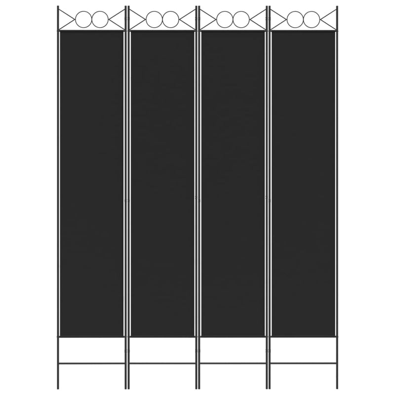 4-Panel Room Divider Black 160x220 cm Fabric