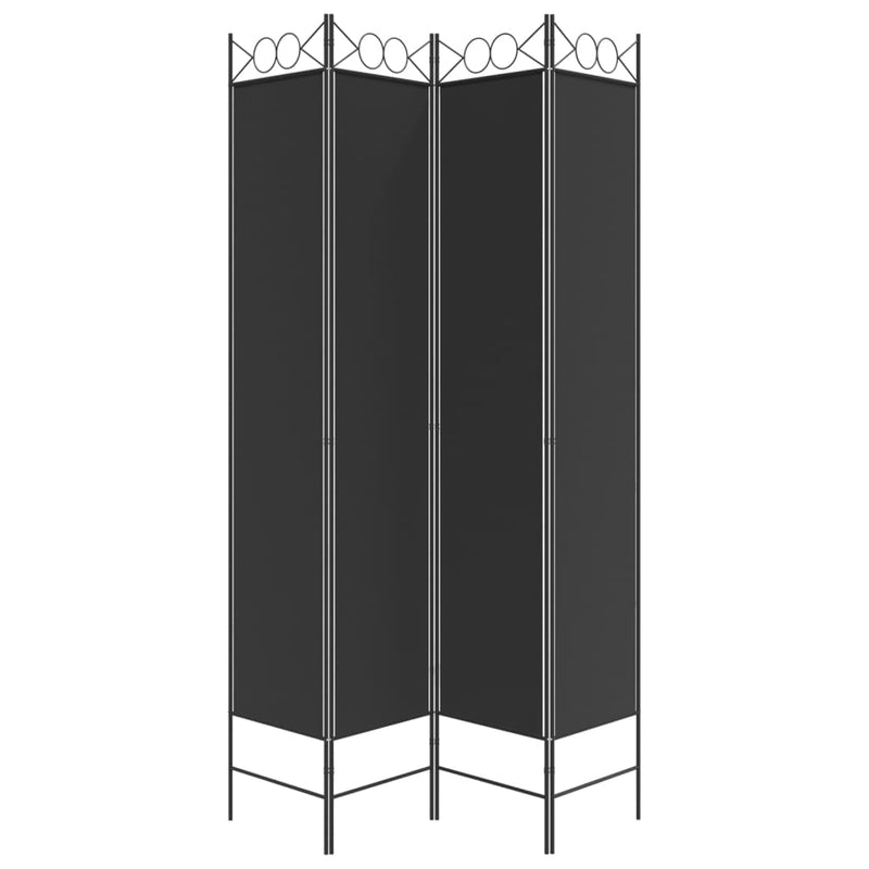 4-Panel Room Divider Black 160x220 cm Fabric