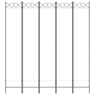 5-Panel Room Divider White 200x220 cm Fabric