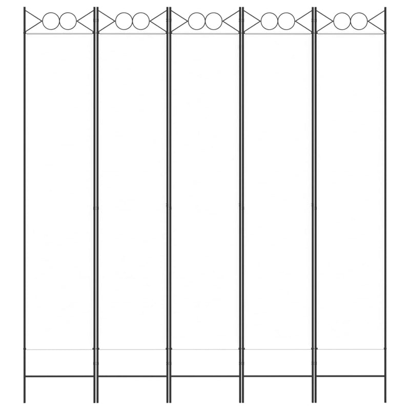 5-Panel Room Divider White 200x220 cm Fabric