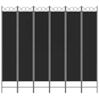 6-Panel Room Divider Black 240x220 cm Fabric