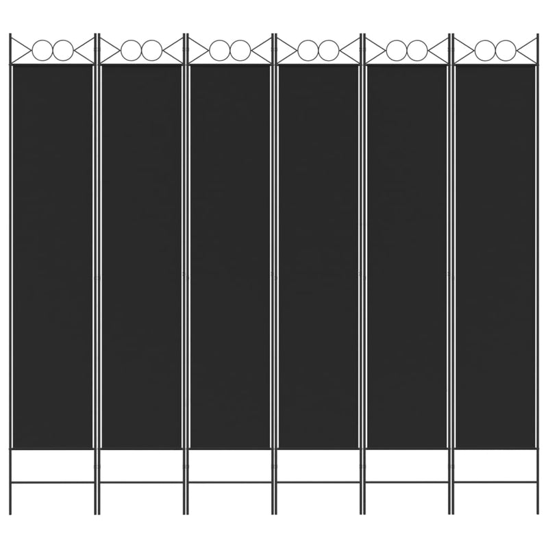 6-Panel Room Divider Black 240x220 cm Fabric