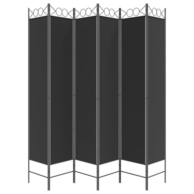 6-Panel Room Divider Black 240x220 cm Fabric