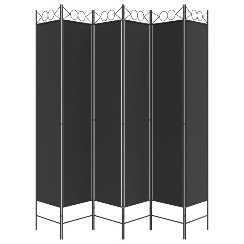 6-Panel Room Divider Black 240x220 cm Fabric