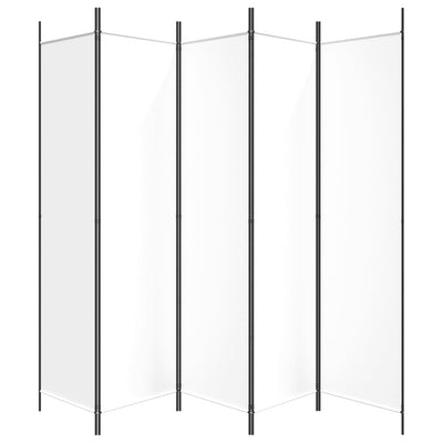 5-Panel Room Divider White 250x200 cm Fabric