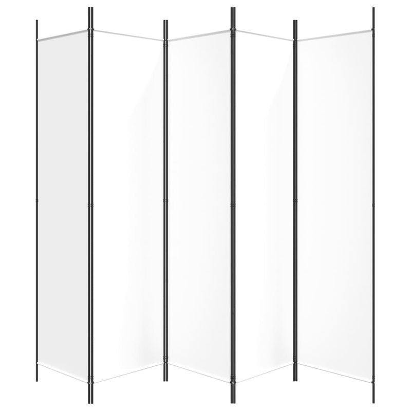 5-Panel Room Divider White 250x200 cm Fabric