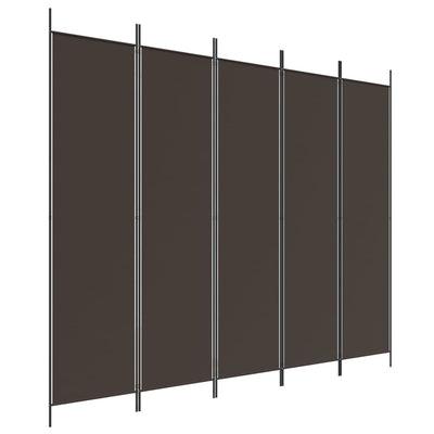 5-Panel Room Divider Brown 250x200 cm Fabric