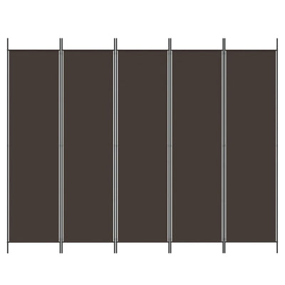 5-Panel Room Divider Brown 250x200 cm Fabric