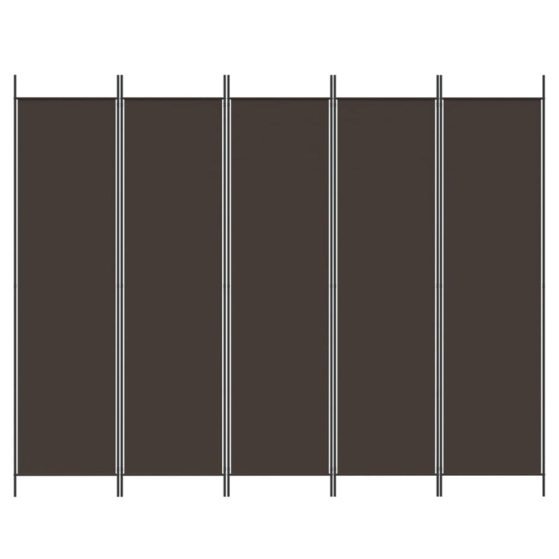 5-Panel Room Divider Brown 250x200 cm Fabric