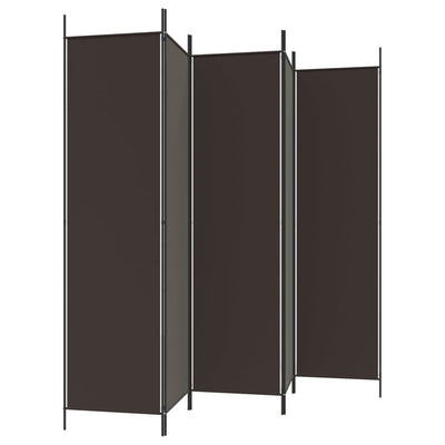 5-Panel Room Divider Brown 250x200 cm Fabric