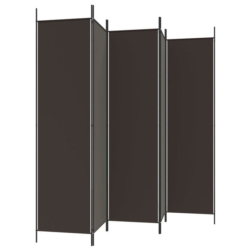 5-Panel Room Divider Brown 250x200 cm Fabric