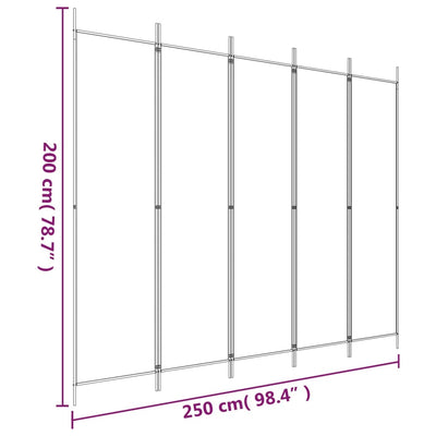 5-Panel Room Divider Anthracite 250x200 cm Fabric