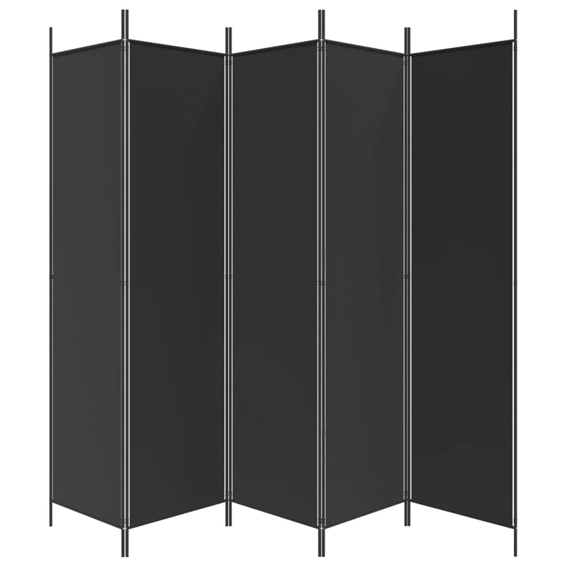 5-Panel Room Divider Black 250x200 cm Fabric