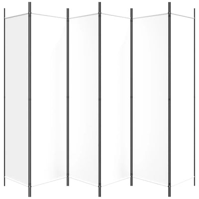 6-Panel Room Divider White 300x200 cm Fabric