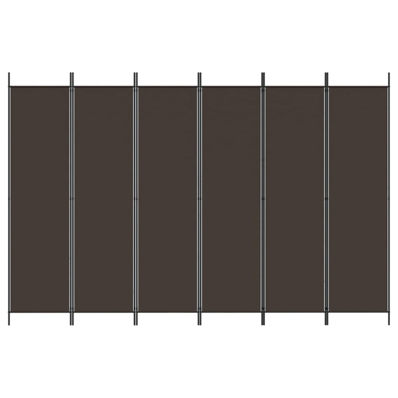 6-Panel Room Divider Brown 300x200 cm Fabric