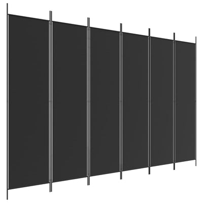 6-Panel Room Divider Black 300x200 cm Fabric