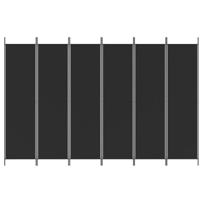 6-Panel Room Divider Black 300x200 cm Fabric