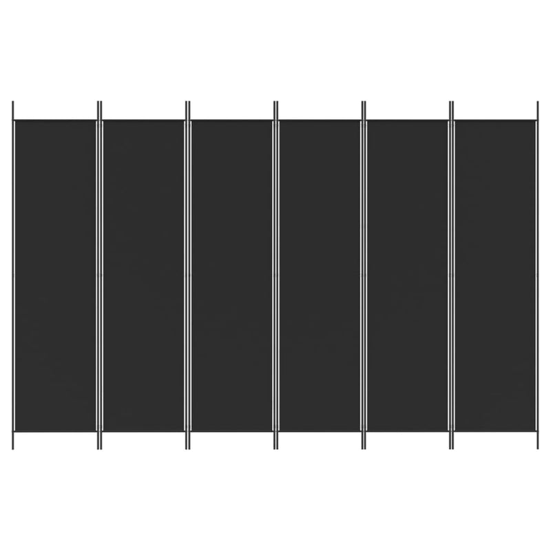 6-Panel Room Divider Black 300x200 cm Fabric