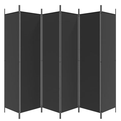 6-Panel Room Divider Black 300x200 cm Fabric