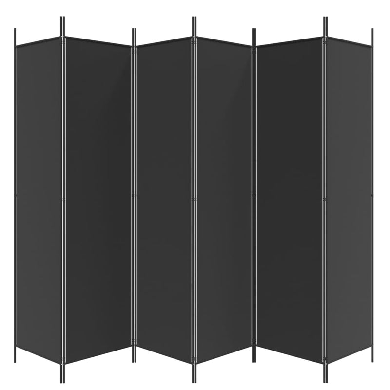 6-Panel Room Divider Black 300x200 cm Fabric