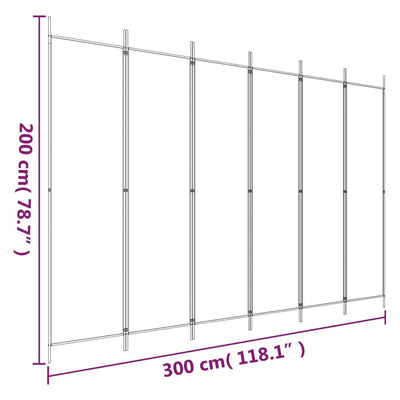 6-Panel Room Divider Black 300x200 cm Fabric