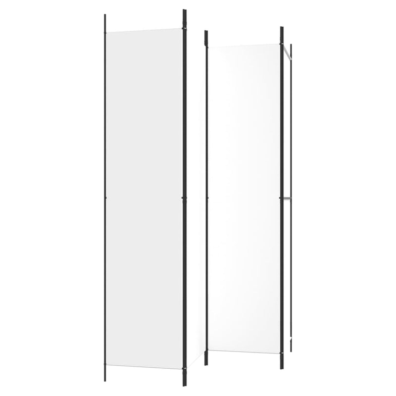 4-Panel Room Divider White 200x220 cm Fabric