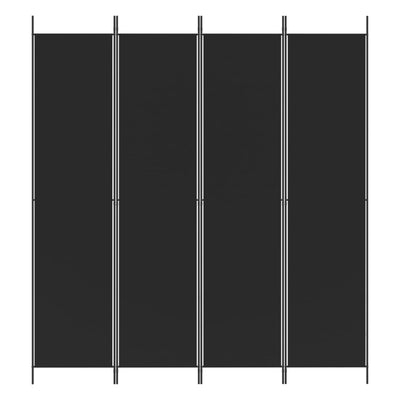 4-Panel Room Divider Black 200x220 cm Fabric