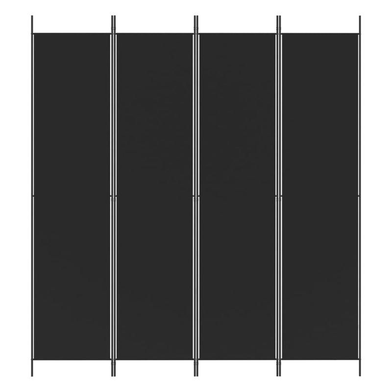 4-Panel Room Divider Black 200x220 cm Fabric