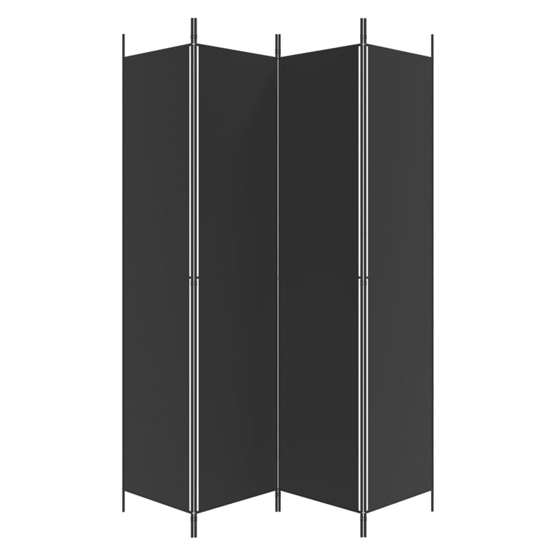 4-Panel Room Divider Black 200x220 cm Fabric