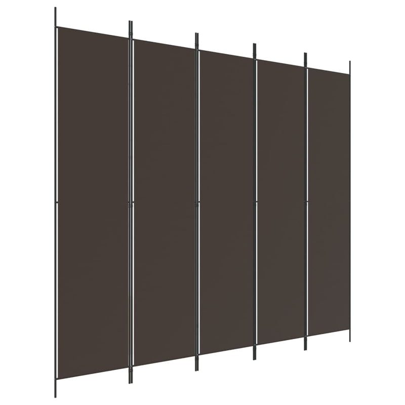 5-Panel Room Divider Brown 250x220 cm Fabric