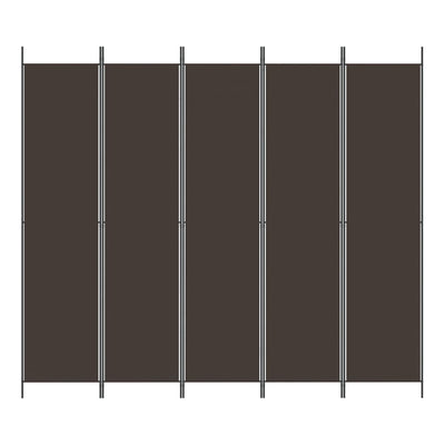 5-Panel Room Divider Brown 250x220 cm Fabric