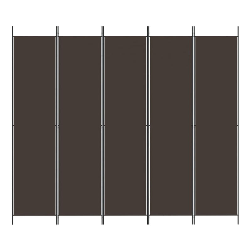 5-Panel Room Divider Brown 250x220 cm Fabric