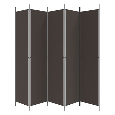 5-Panel Room Divider Brown 250x220 cm Fabric