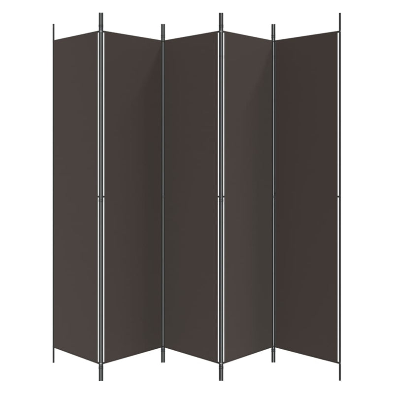 5-Panel Room Divider Brown 250x220 cm Fabric