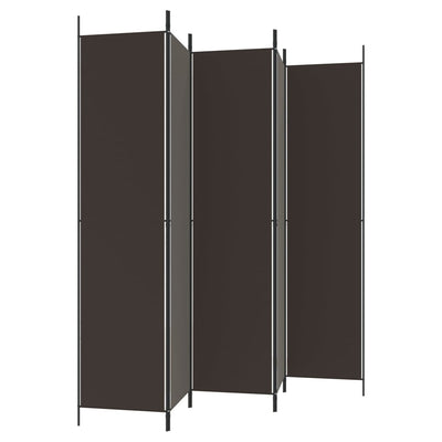 5-Panel Room Divider Brown 250x220 cm Fabric