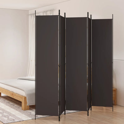 5-Panel Room Divider Brown 250x220 cm Fabric