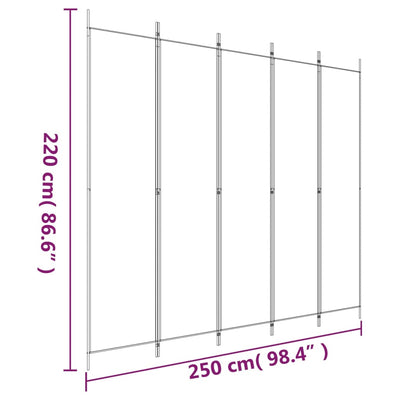 5-Panel Room Divider Anthracite 250x220 cm Fabric