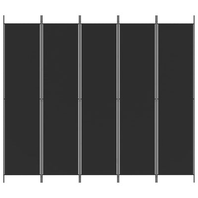 5-Panel Room Divider Black 250x220 cm Fabric