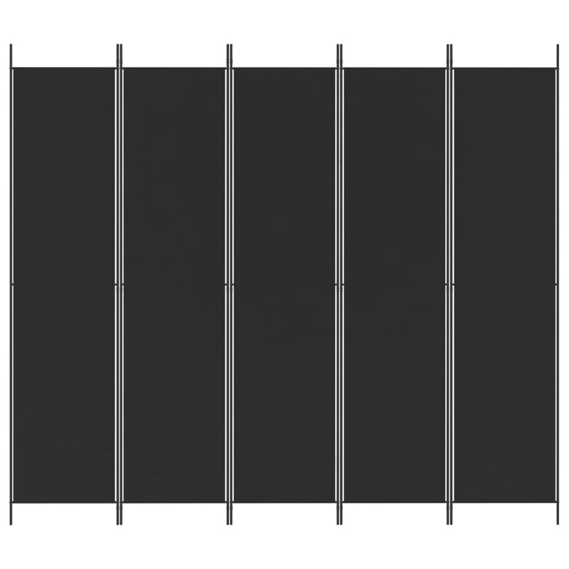 5-Panel Room Divider Black 250x220 cm Fabric