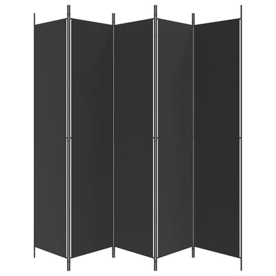 5-Panel Room Divider Black 250x220 cm Fabric