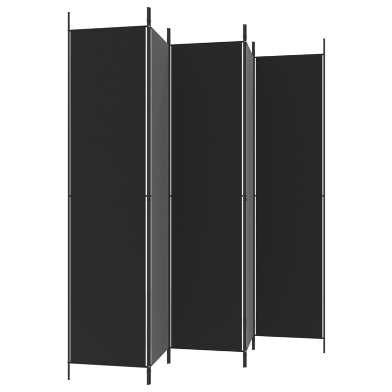 5-Panel Room Divider Black 250x220 cm Fabric