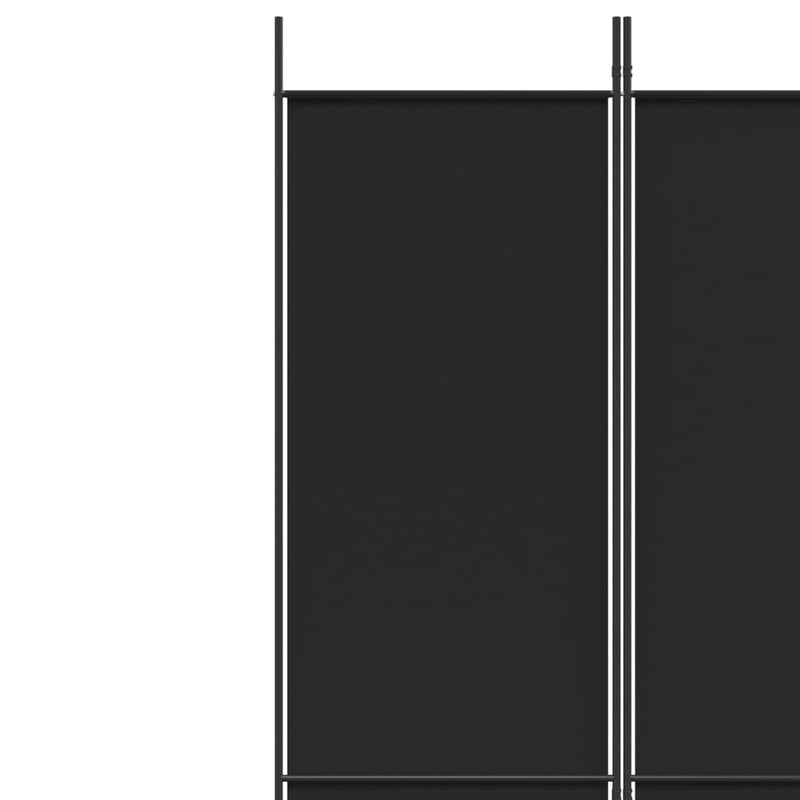 5-Panel Room Divider Black 250x220 cm Fabric