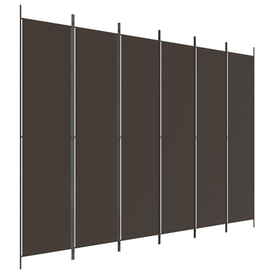 6-Panel Room Divider Brown 300x220 cm Fabric