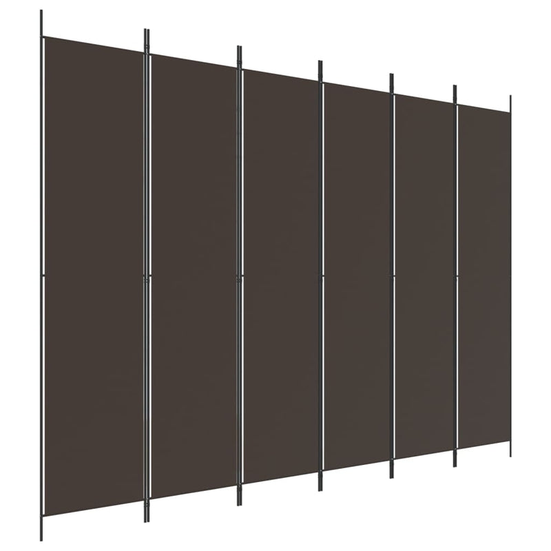 6-Panel Room Divider Brown 300x220 cm Fabric