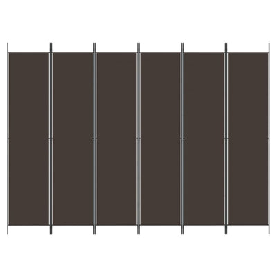 6-Panel Room Divider Brown 300x220 cm Fabric