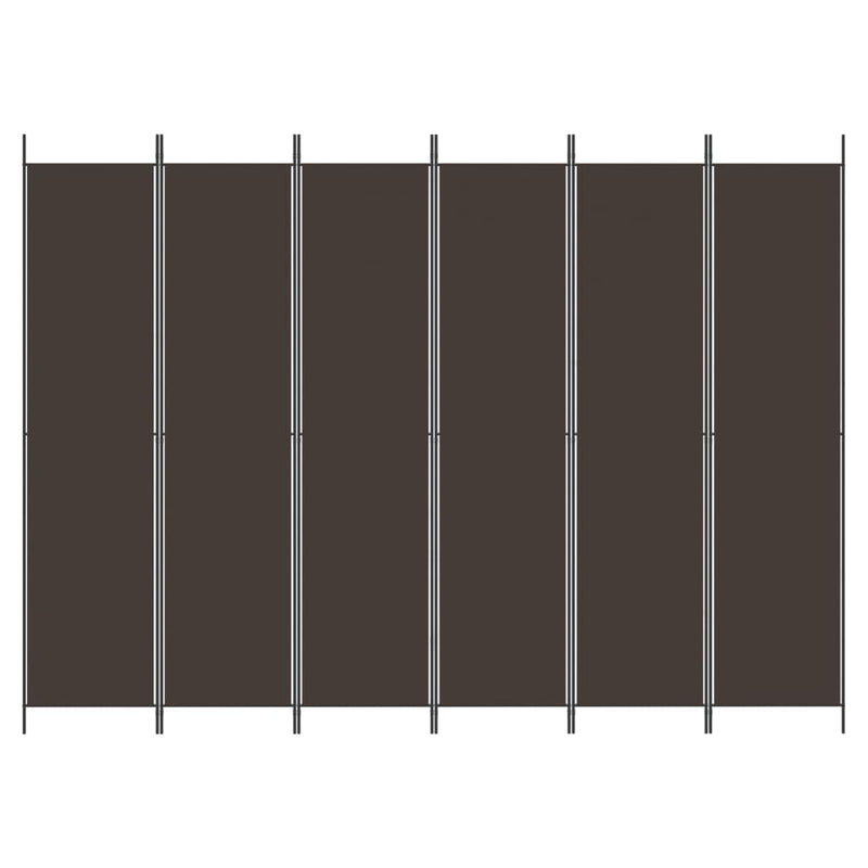 6-Panel Room Divider Brown 300x220 cm Fabric